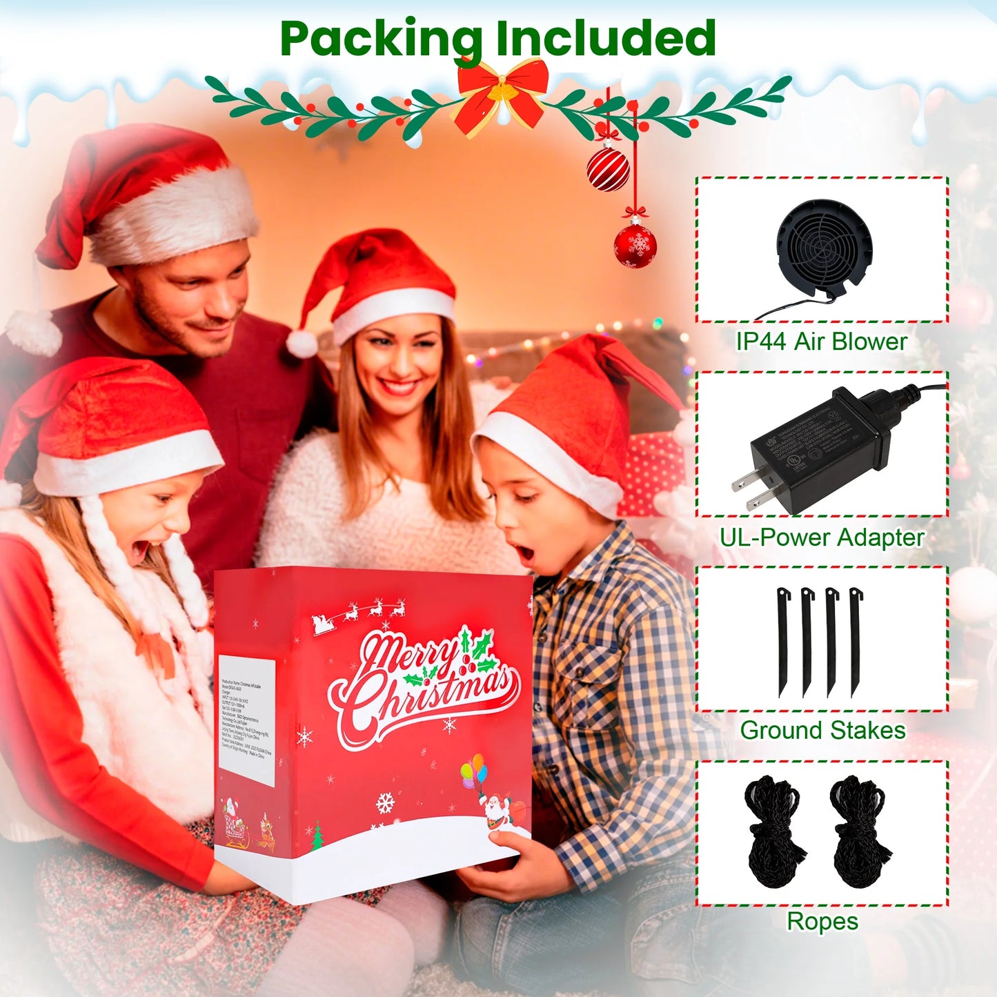 5 FT Inflatable Santa Claus Dinosaur with LED Lights – Blow-Up Christmas Outdoor Decoration for Yard, Garden, Lawn & Holiday Party Décor