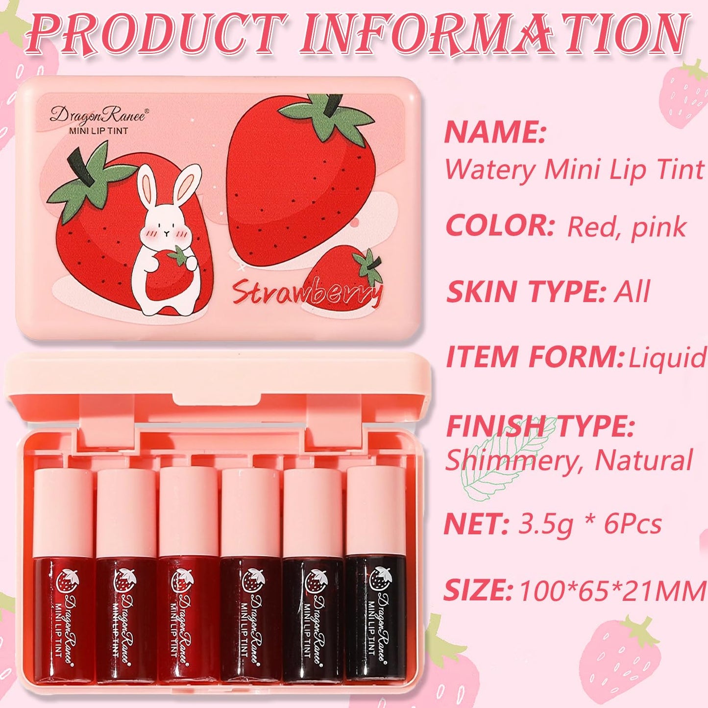 6-Color K-Beauty Lip Tint | Waterproof 3-in-1 Tint