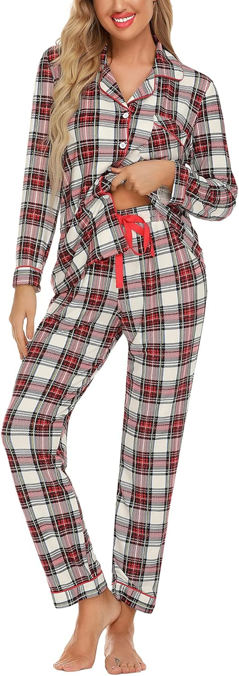 Luxuriously Soft Women's Button-Up Pajama Set - Cozy Long Sleeve Shirt and Pants Lounge Set in Elegant Green (Sizes S-XXL)