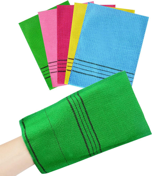 6 Pcs Colorful Korean Exfoliating Washcloths - Large Size Body Scrubber for Smooth Skin, Perfect Christmas Stocking Stuffers for Women