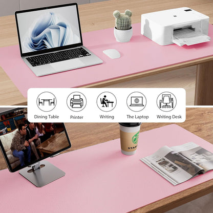Stylish Fairy Pink Leather Desk Pad Protector - Non-Slip PU Leather Mouse Pad & Office Mat for Ultimate Workspace Organization