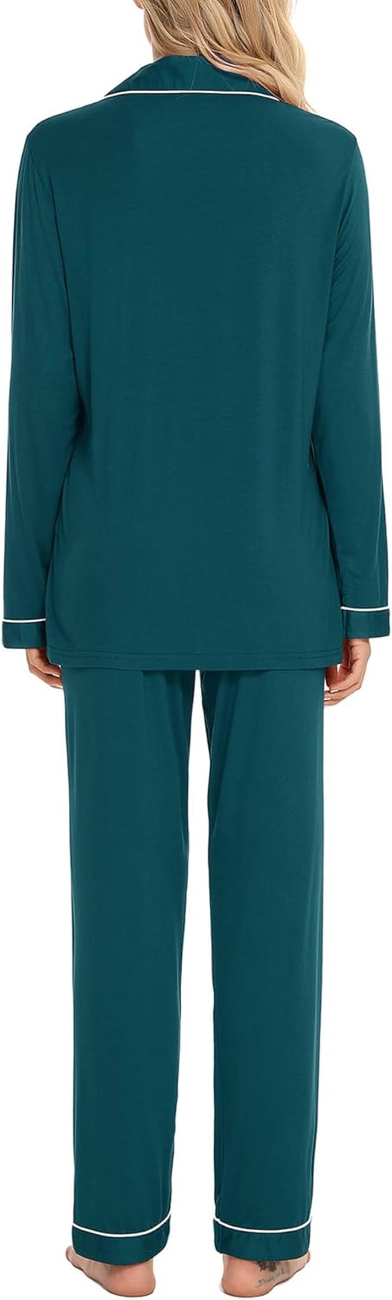 Luxuriously Soft Women's Button-Up Pajama Set - Cozy Long Sleeve Shirt and Pants Lounge Set in Elegant Green (Sizes S-XXL)