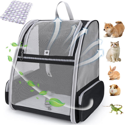 2-in-1 Rolling Pet Carrier Backpack, Grey — Telescopic Handle & Wheels, Breathable Mesh, Fits Small Dogs & Cats up to 16 lb.