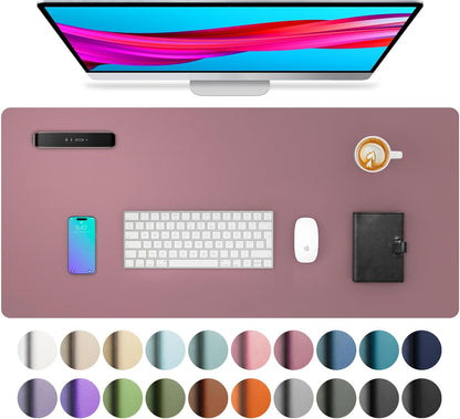 Stylish Fairy Pink Leather Desk Pad Protector - Non-Slip PU Leather Mouse Pad & Office Mat for Ultimate Workspace Organization