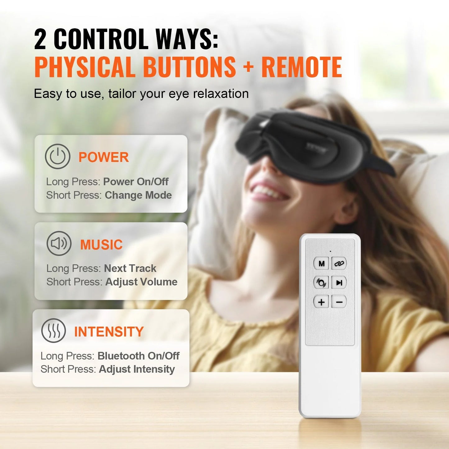 Heated Eye Massager with Bluetooth & Remote Control