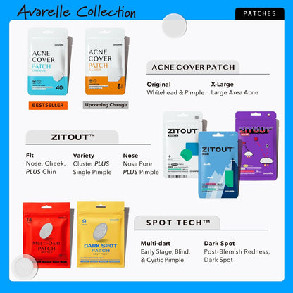 Avarelle Acne Cover Patches | Hydrocolloid Pimple Patches with Tea Tree, Cica & Calendula – Vegan, Cruelty-Free Korean Skincare Zit Patches