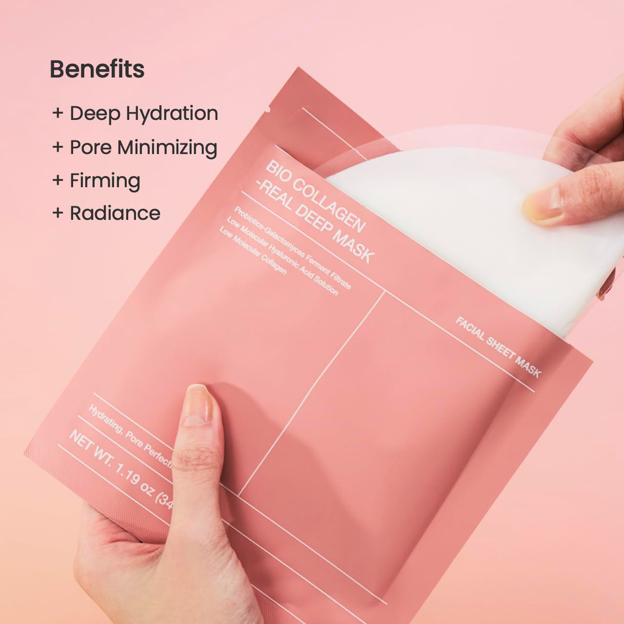 Bio-Collagen Real Deep Mask | Overnight Hydrogel Sheet Mask for Deep Hydration, Elasticity & Pore Refinement – Korean Skincare Set (1.19oz x 4ea)