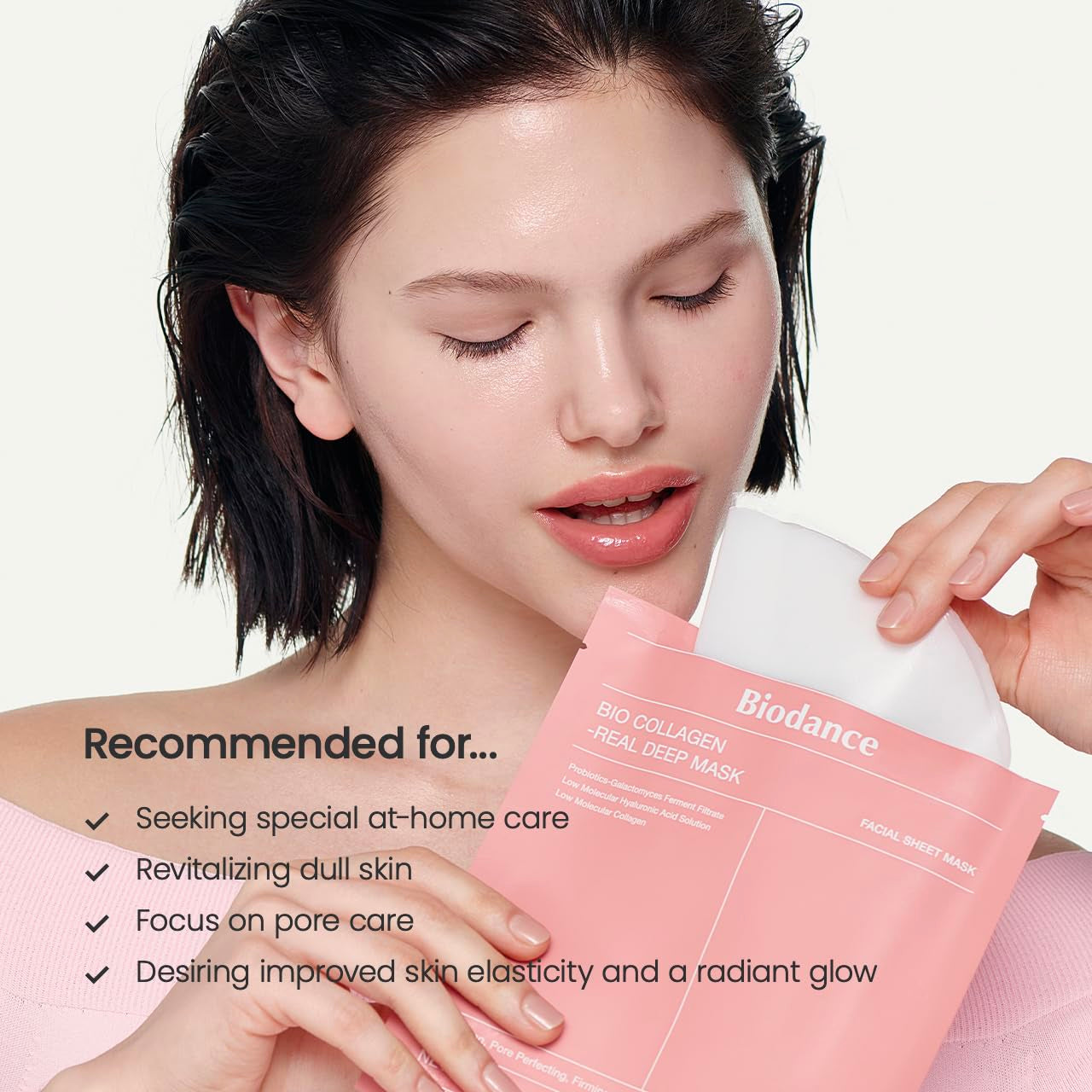 Bio-Collagen Real Deep Mask | Overnight Hydrogel Sheet Mask for Deep Hydration, Elasticity & Pore Refinement – Korean Skincare Set (1.19oz x 4ea)