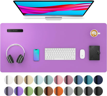 Stylish Fairy Pink Leather Desk Pad Protector - Non-Slip PU Leather Mouse Pad & Office Mat for Ultimate Workspace Organization