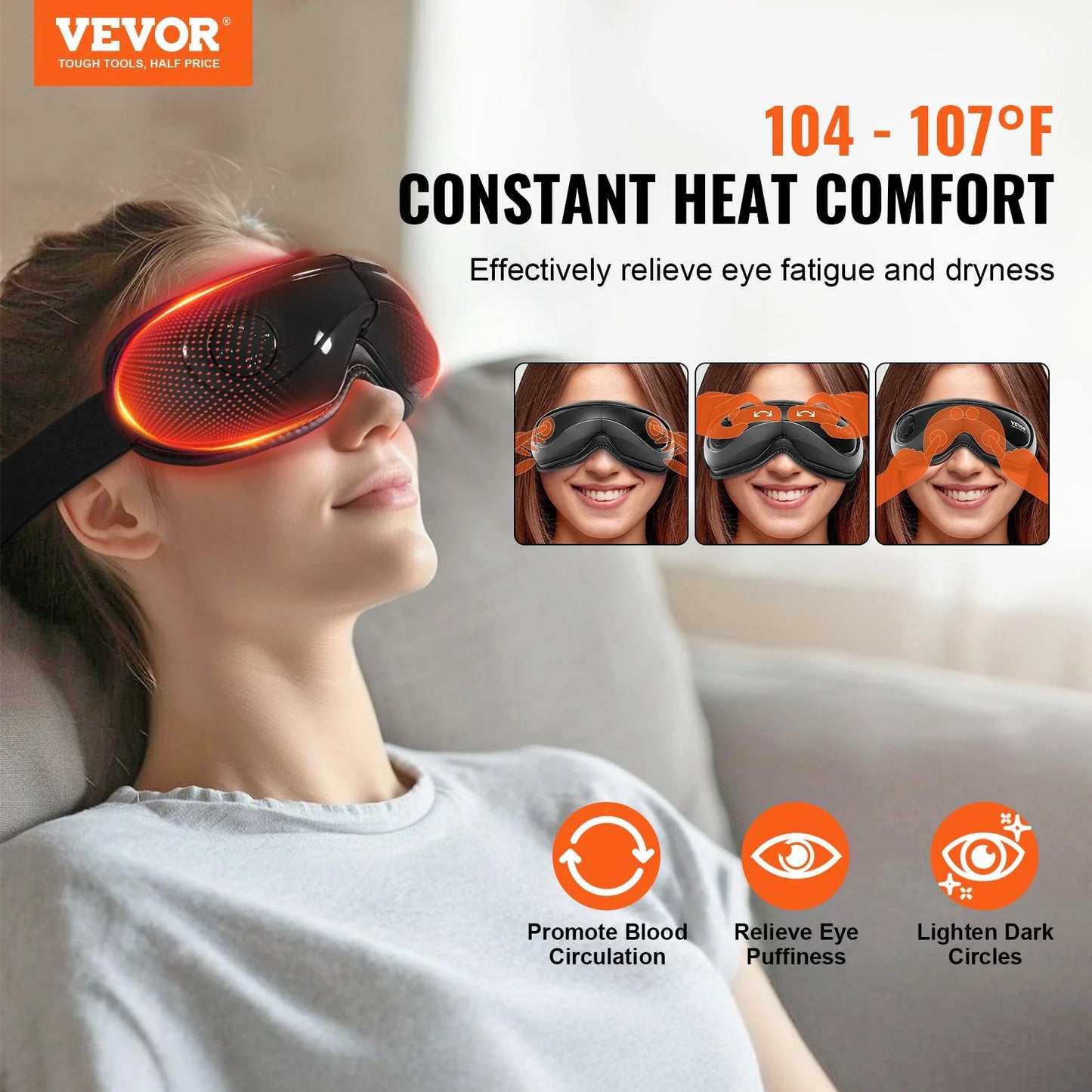 Heated Eye Massager with Bluetooth & Remote Control