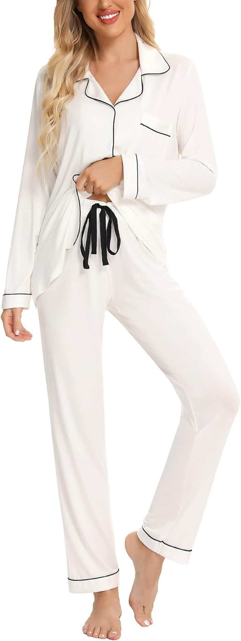 Luxuriously Soft Women's Button-Up Pajama Set - Cozy Long Sleeve Shirt and Pants Lounge Set in Elegant Green (Sizes S-XXL)