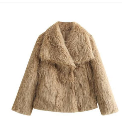 Stay Cozy and Chic with Our Winter Plush Coat - Stylish Long Sleeve Lapel Outwear for Women
