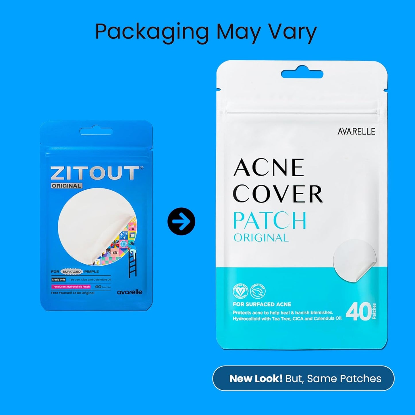 Avarelle Acne Cover Patches | Hydrocolloid Pimple Patches with Tea Tree, Cica & Calendula – Vegan, Cruelty-Free Korean Skincare Zit Patches