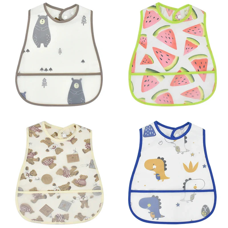 2023 New Cartoon Pattern EVA Waterproof Pocket Lunch Feeding Bibs