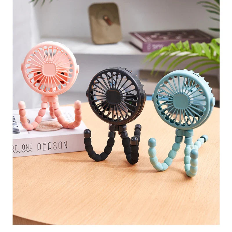 Stroller Fan Clip on For Baby Flexible Tripod  Rechargeable Battery