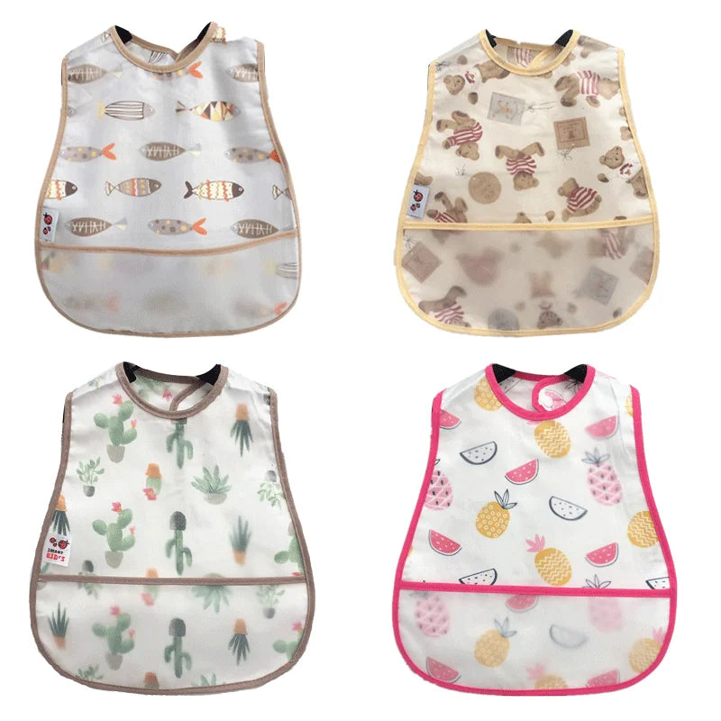 2023 New Cartoon Pattern EVA Waterproof Pocket Lunch Feeding Bibs