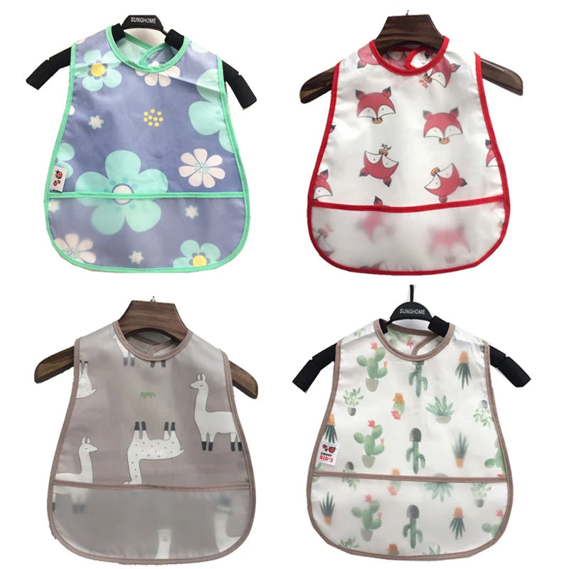 2023 New Cartoon Pattern EVA Waterproof Pocket Lunch Feeding Bibs