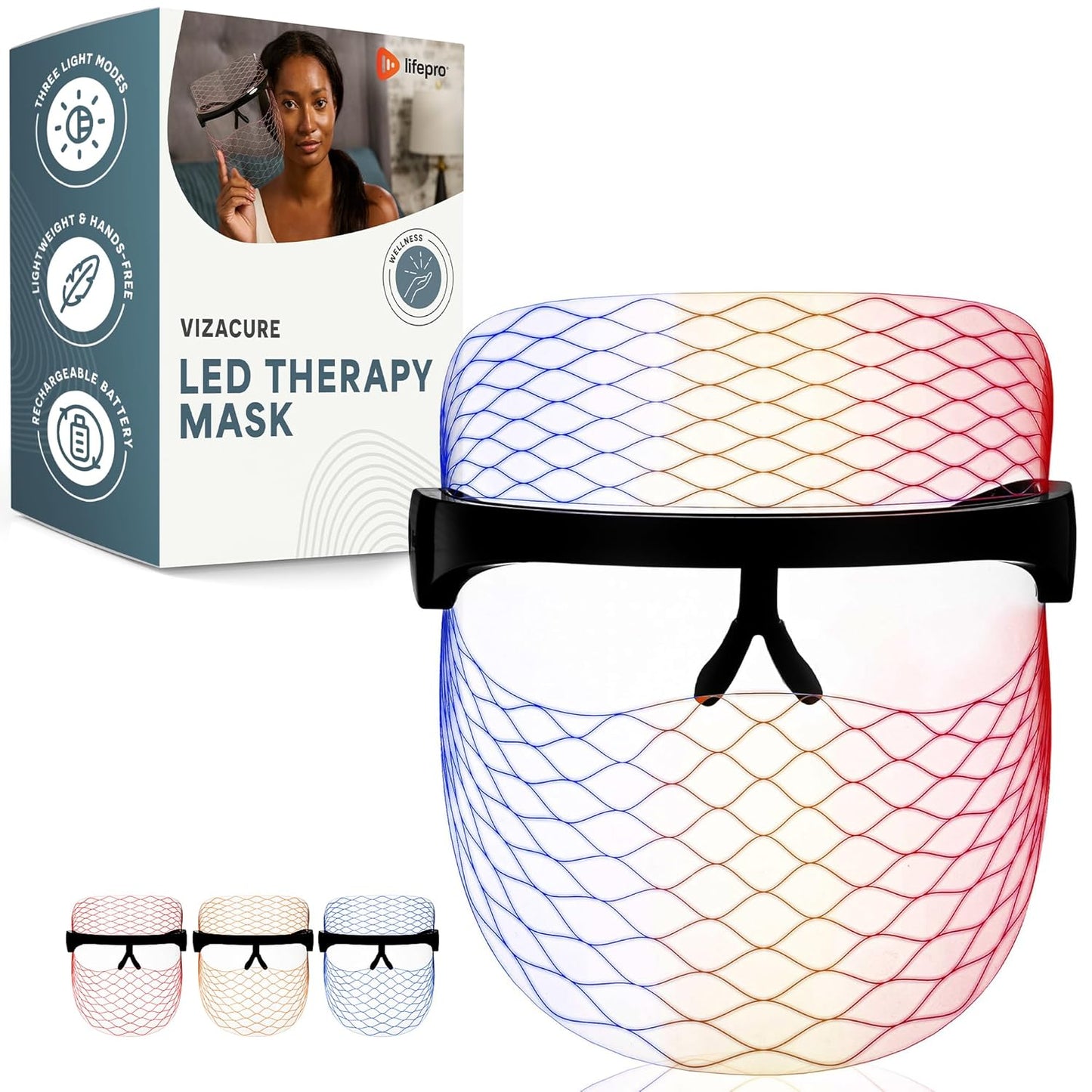 LED Silicone Face Mask | 3-Color Light Therapy Device for Anti-Aging, Radiance & Clear Skin – Portable At-Home Facial Tool