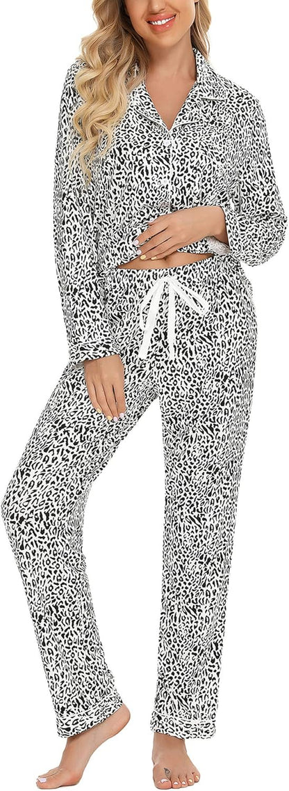 Luxuriously Soft Women's Button-Up Pajama Set - Cozy Long Sleeve Shirt and Pants Lounge Set in Elegant Green (Sizes S-XXL)