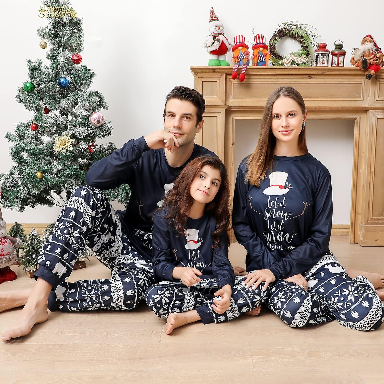 Cozy Matching Christmas Pajamas for the Whole Family - Fun Let It Snow Print Tops with Classic Plaid Pants