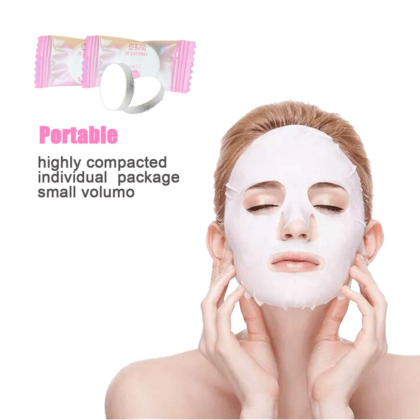 100-Piece Compressed Disposable Facial Mask Sheets + Free Mask Bowl | DIY Hydrating Cotton Face Masks for Home or Travel – K-Beauty Skincare Set