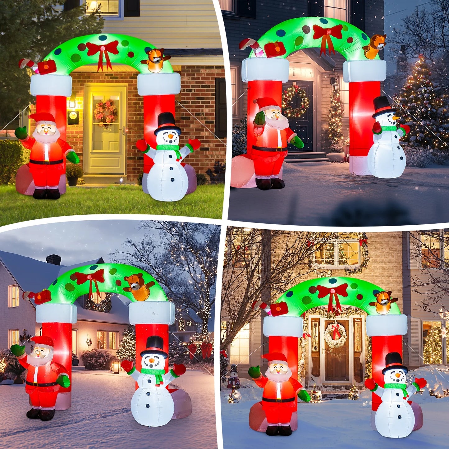 8 FT Christmas Inflatable Santa Claus Snowman Garland Archway Decorations with Build-In LED, Holiday Inflatables Decorations for Party Indoor, Outdoor, Lawn, Garden Decor