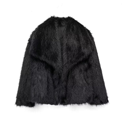 Stay Cozy and Chic with Our Winter Plush Coat - Stylish Long Sleeve Lapel Outwear for Women