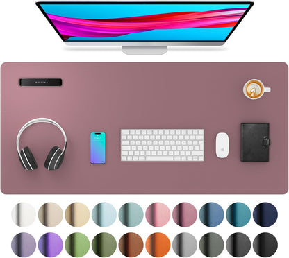 Stylish Fairy Pink Leather Desk Pad Protector - Non-Slip PU Leather Mouse Pad & Office Mat for Ultimate Workspace Organization