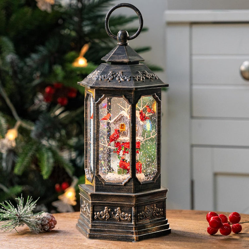 Sparkling 12" Christmas Snow Globe Lantern with Music Box - Perfect for Your Holiday Decor! 🎄✨🔋 #ChristmasVibes #HomeDecor
