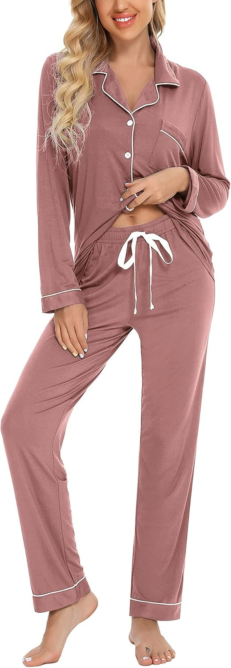Luxuriously Soft Women's Button-Up Pajama Set - Cozy Long Sleeve Shirt and Pants Lounge Set in Elegant Green (Sizes S-XXL)