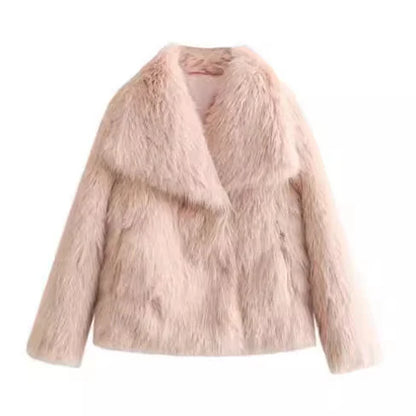 Stay Cozy and Chic with Our Winter Plush Coat - Stylish Long Sleeve Lapel Outwear for Women