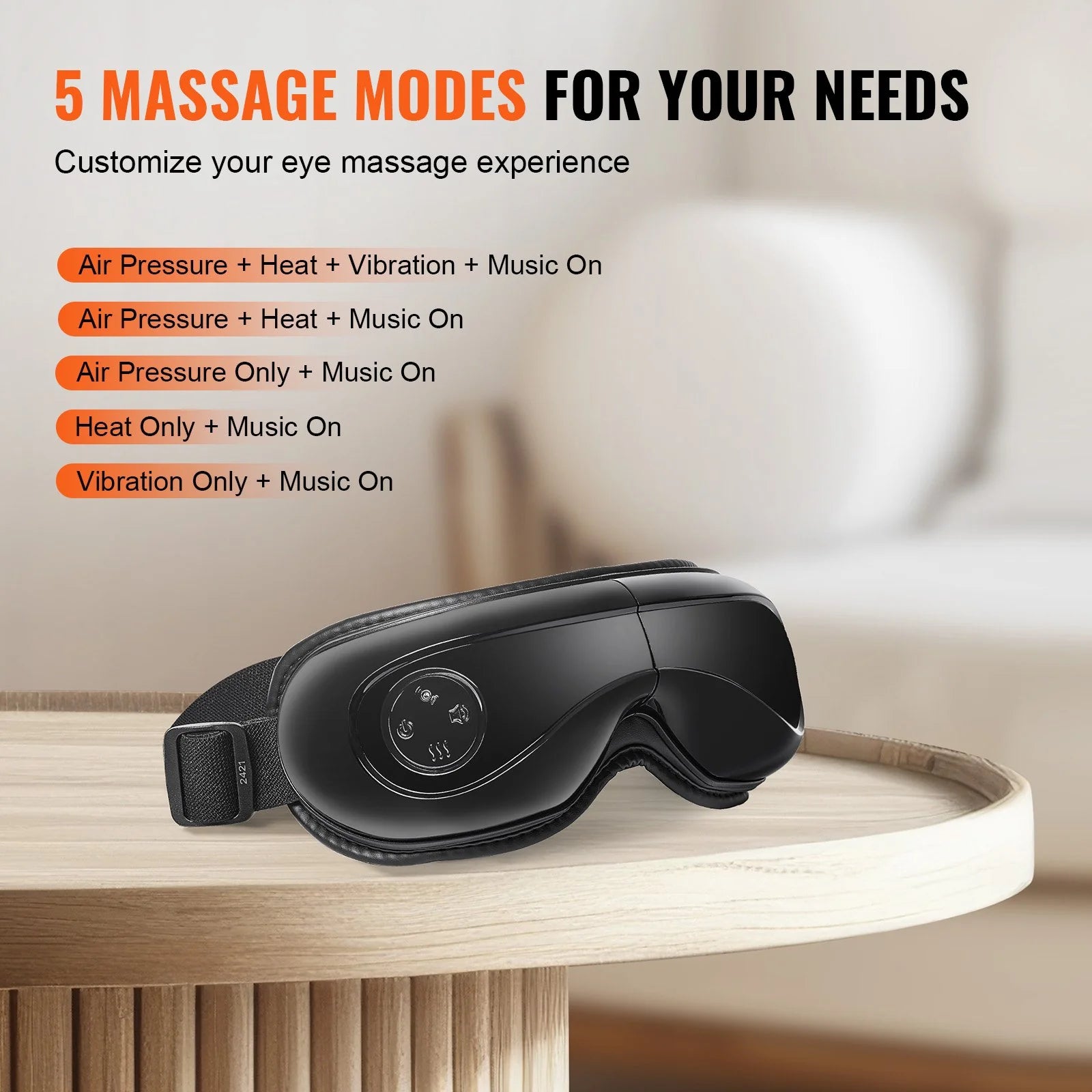 Heated Eye Massager with Bluetooth & Remote Control